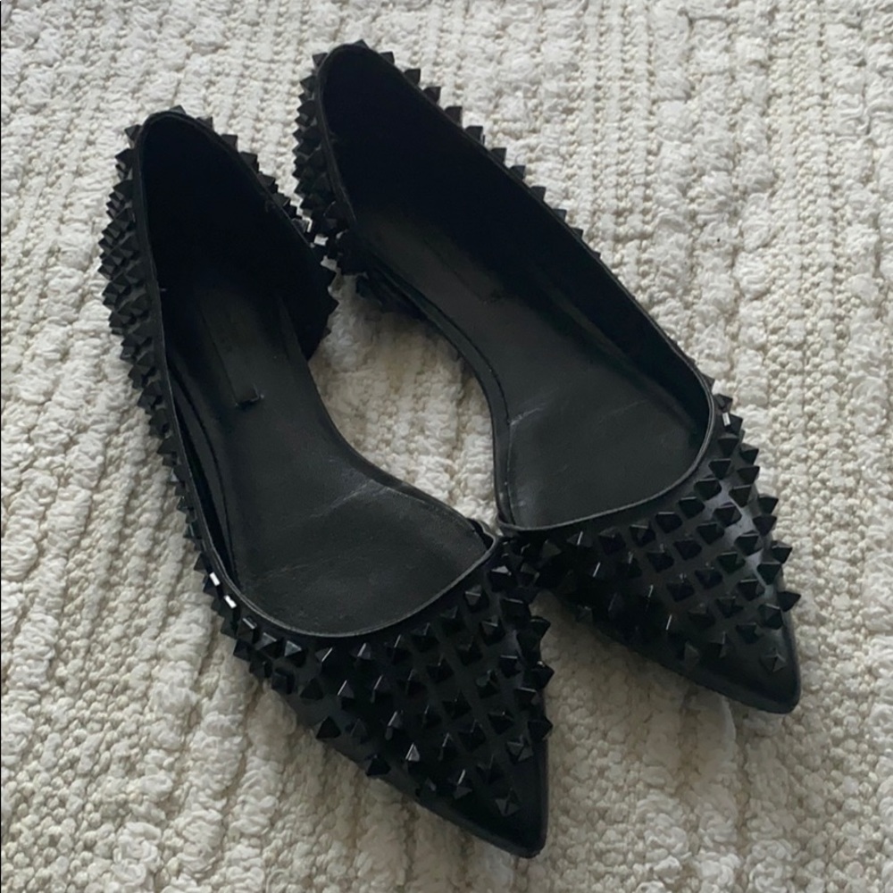HTF Zara Rock Stud Black Flats Sz 37